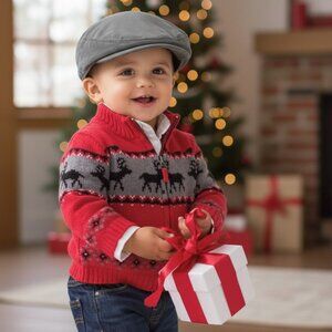 OLD NAVY RETIRED Gray Corduroy Cabbie Hat Baby Boy 12 24 months Driving Gatsby